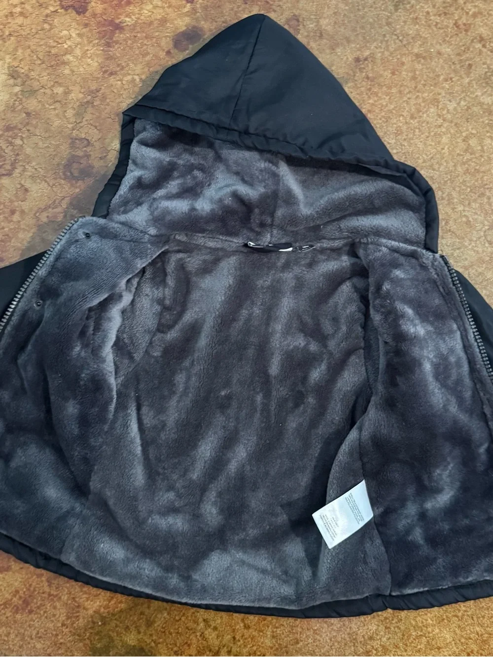 Mick Mack Black Hooded Puffer Jacket with Faux Fur Trim